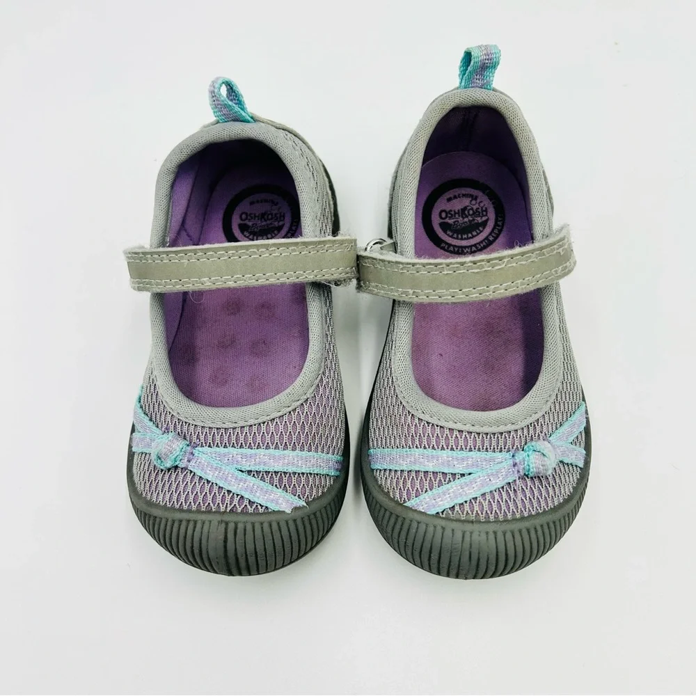 Oshkosh B’gosh shoes Blyss Mary Jane sandals loafers gray kids girl size 6